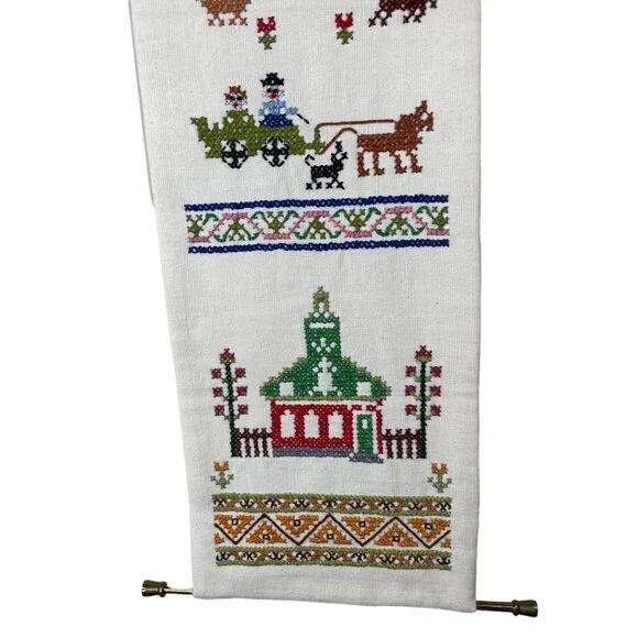 Columbia Minerva Corp 1973 Cross Stitch Bell Pull No 6536 Home Decor Folk Art - Picture 7 of 11